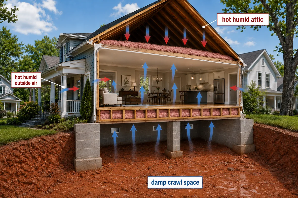 Humid summer climate driving moisture problems in Raleigh NC homes